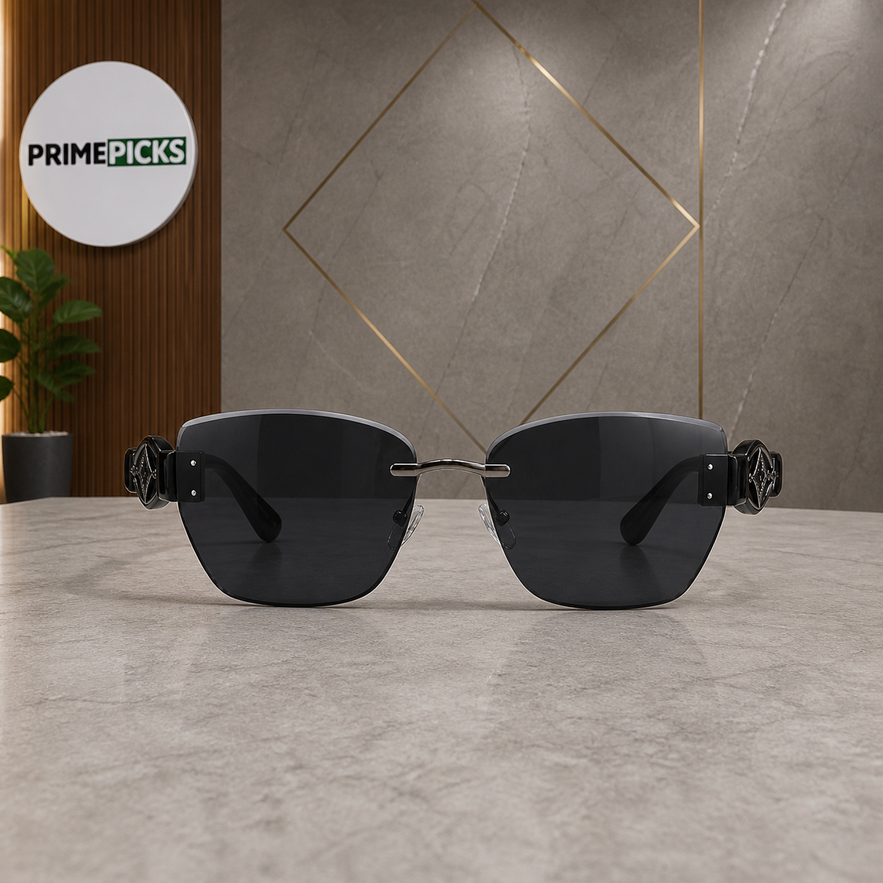 Louis Vuitton rimless-style sunglasses supported front view