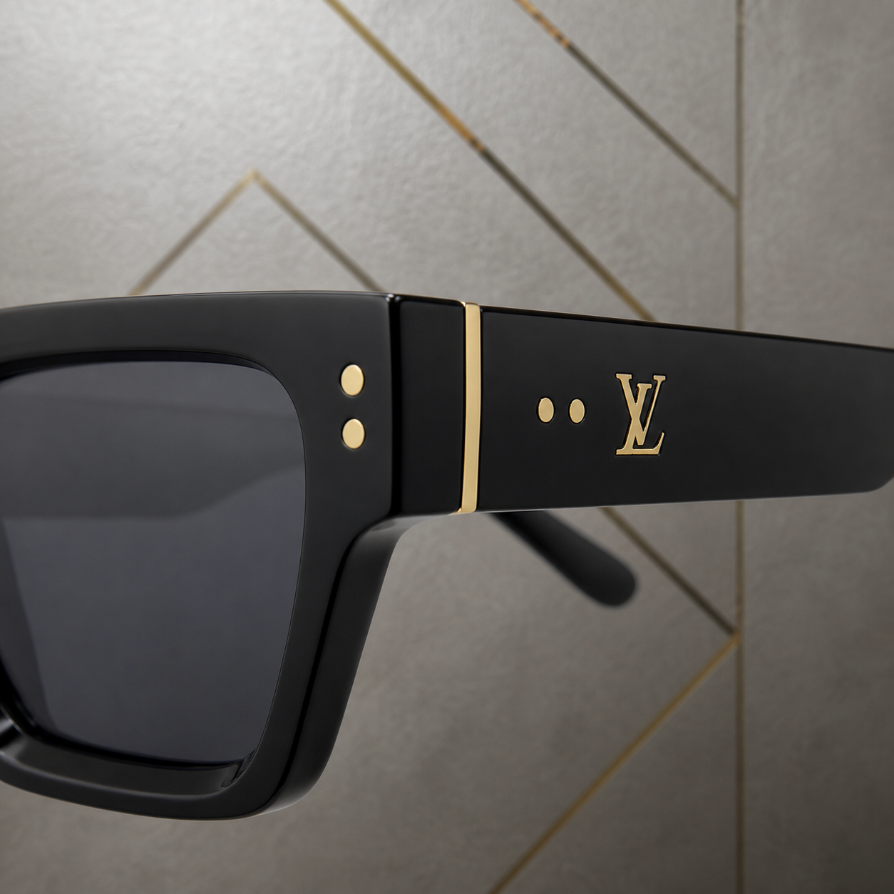 Louis Vuitton sunglasses gold-tone dot hinge trim and temple emblem detail