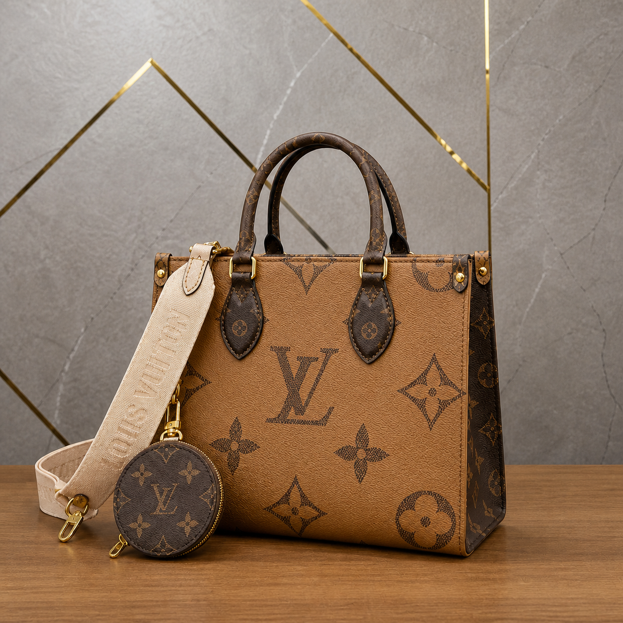 Louis Vuitton OnTheGo PM dual-colour tote light-side view