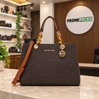 Michael Kors Cynthia Mono S Brown Small Monogram tote in PrimePicks office