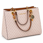 Michael Kors Cynthia Mono S Pink Large Monogram tote on white background