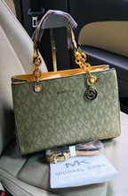 Michael Kors Cynthia Mono S Olive Large Monogram with long strap and dust cover
