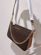 Michael Kors Jet Set Signature Shoulder Bag in Brown Signature with detachable long belt