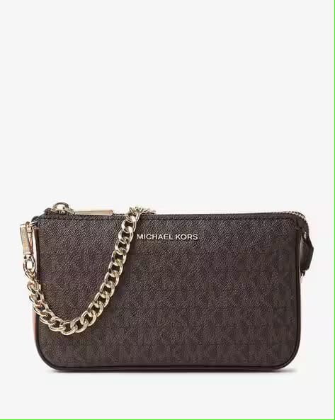 Michael Kors Jet Set Signature Shoulder Bag in Brown Signature front view