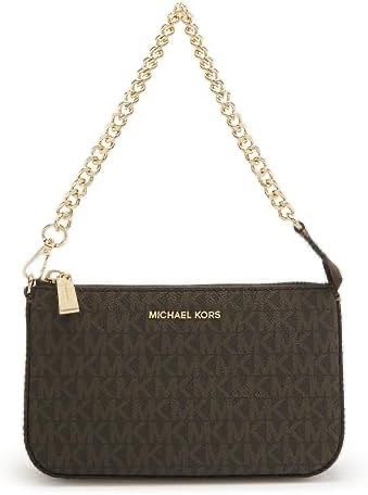 Michael Kors Jet Set Signature Shoulder Bag in Brown Signature with gold-tone chain