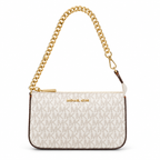 Michael Kors Jet Set Signature Shoulder Bag in Vanilla Signature on a white background