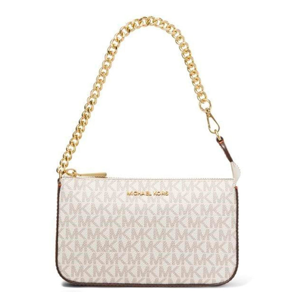Michael Kors Jet Set Signature Shoulder Bag in Vanilla Signature front view