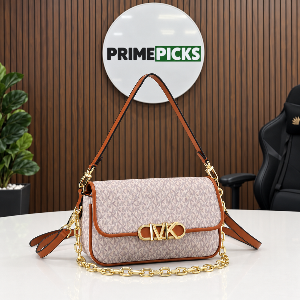 Michael Kors Parker shoulder bag at the PrimePicks logo-board office