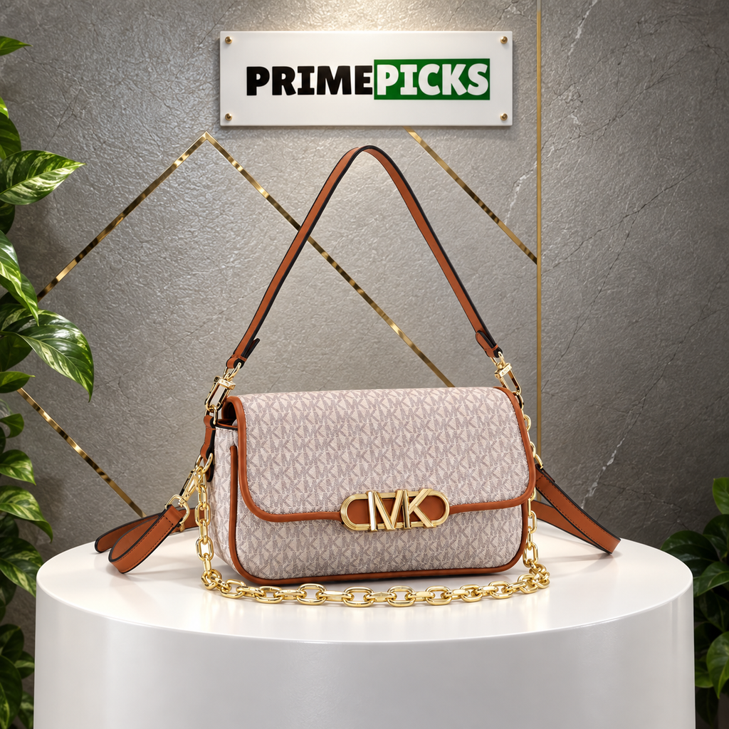 Michael Kors Parker shoulder bag in the PrimePicks grey-and-gold office