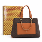 Michael Kors Cece Mono Brown Signature handbag with patterned box