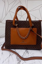 Michael Kors Cece Mono Brown Signature handbag real product view