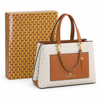 Michael Kors Cece Mono Vanilla Signature handbag with patterned box