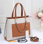 Michael Kors Cece Mono Vanilla Signature handbag front studio view