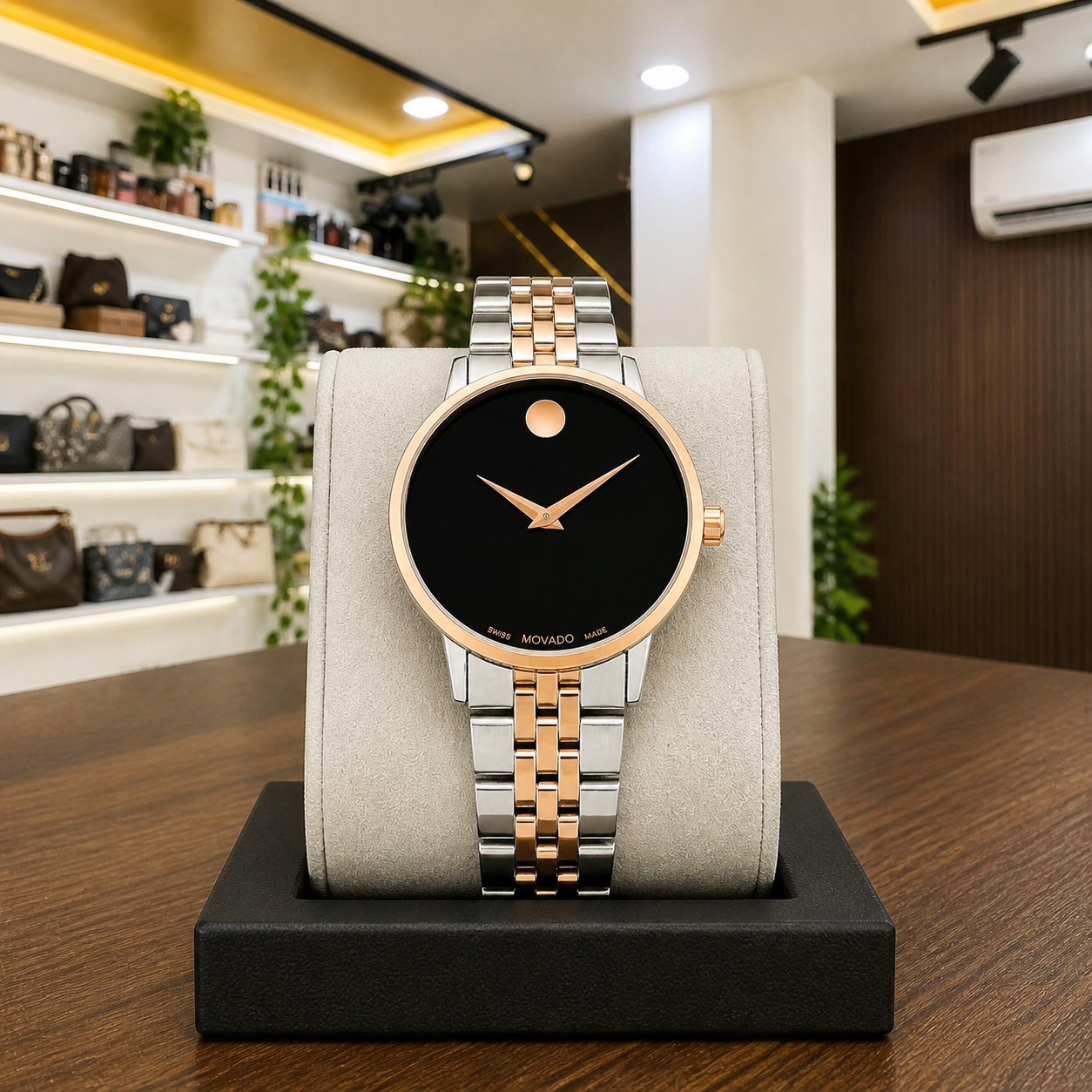 Movado Museum Classic two-tone watch displayed in the PRIMEPICKS showroom