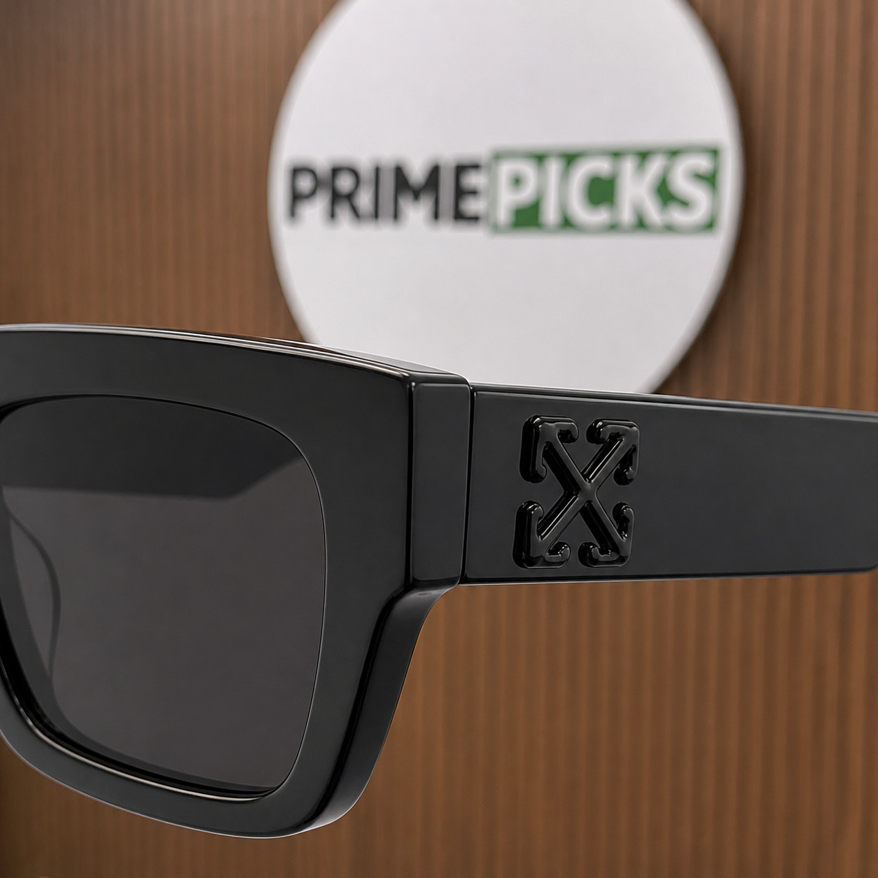 Off-White sunglasses raised crossed-arrow temple emblem detail
