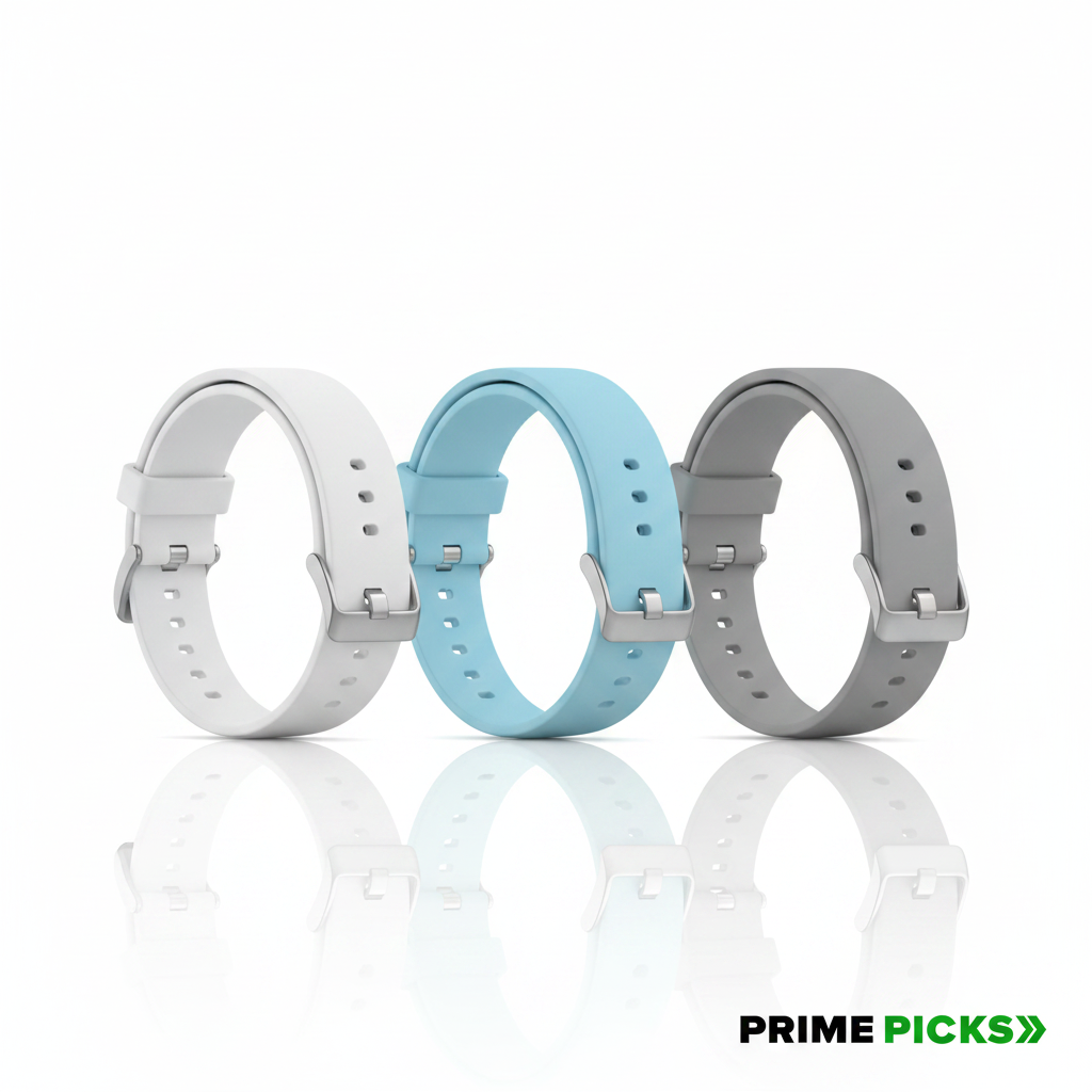 Primepicks 20MM silicone Strap for Smart Watches Compatible With Noise, Fireboltt, Boat Xtend, Pebble, Boat Flash, Noise Color Fit, Ultra Smart Watch & All Watches | White, Blue & Grey | Pack of 3