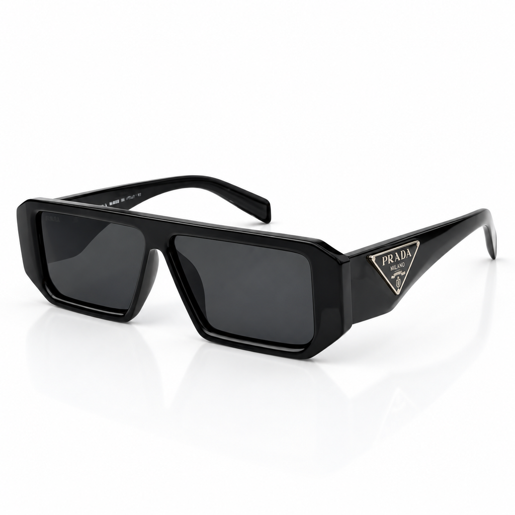 Prada - Logo Shield Rectangular - Sunglasses on white background