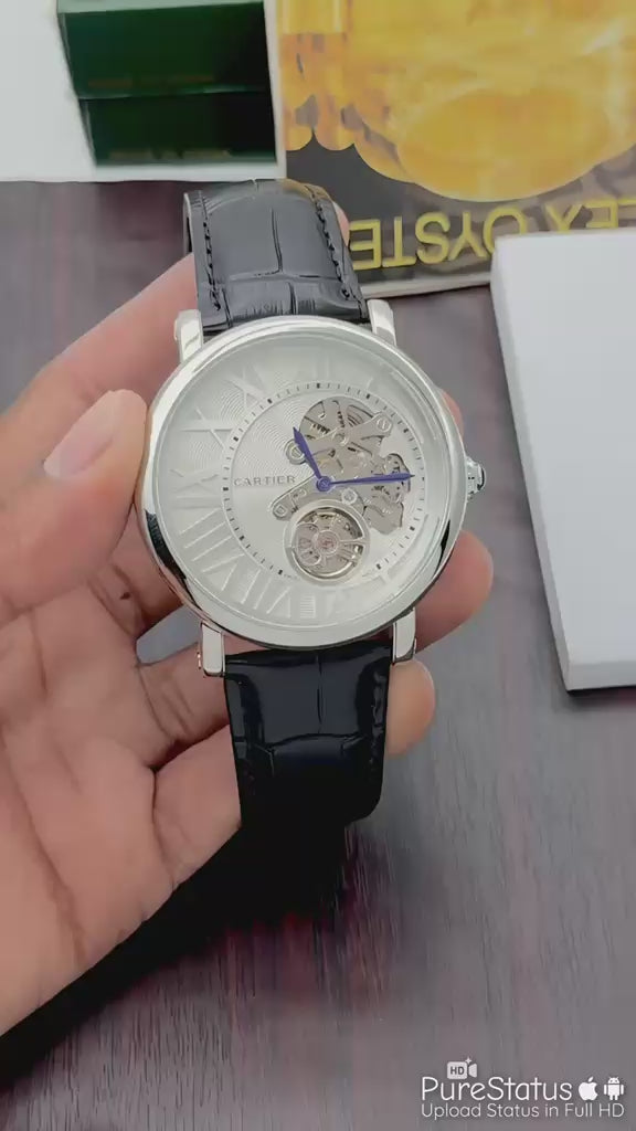 Cartier Style Men's Skeleton Watch supplier video