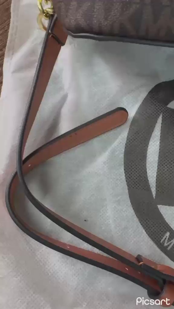 Michael Kors Jet Set Travel dome crossbody bag in Brown Signature product video