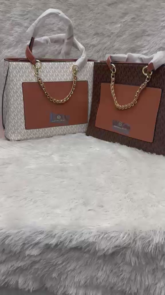Real video of the Michael Kors Cece Mono Model tote handbag