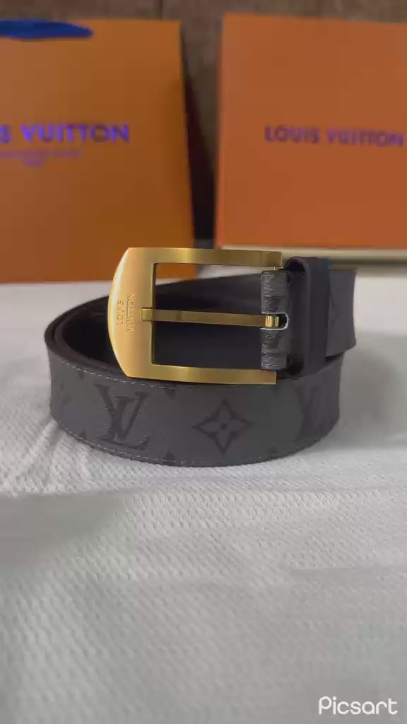 Louis Vuitton dark grey monogram leather belt - original product video