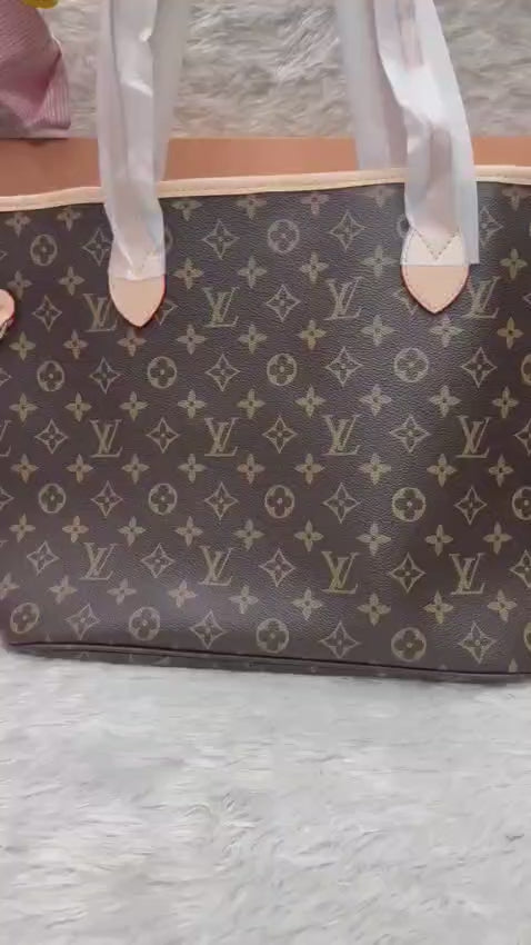 Louis Vuitton Neverfull-style tote product video showing design and details
