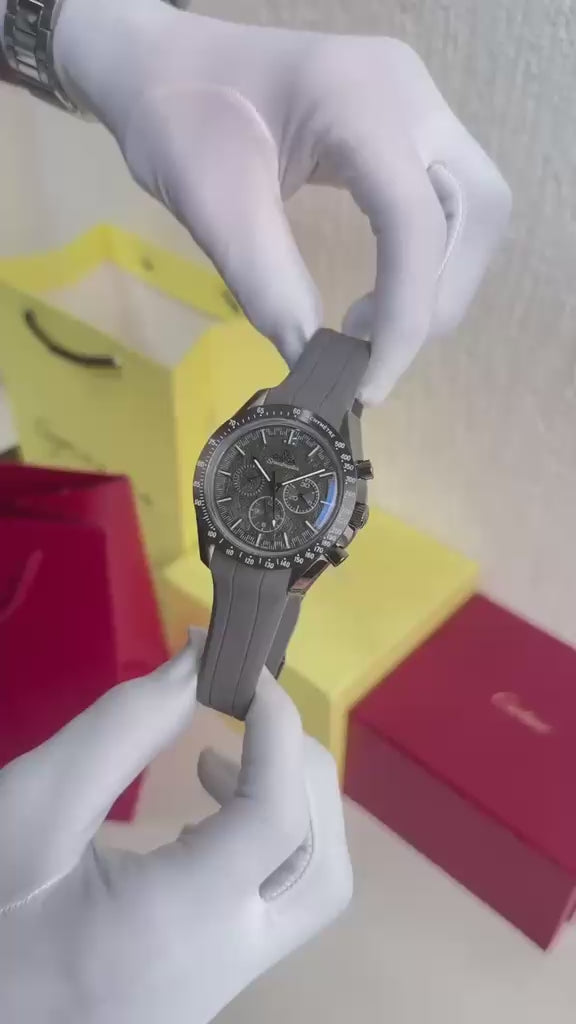 Omega Speedmaster grey automatic watch product video