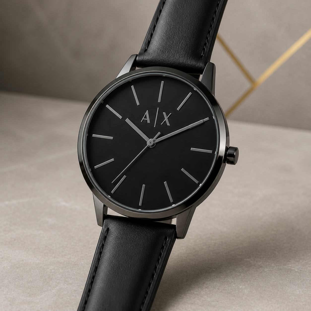 PrimePicks black minimalist A|X dial watch dial detail