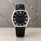 Digitally staged Cartier multifunction watch in the PRIMEPICKS grey-and-gold office setting