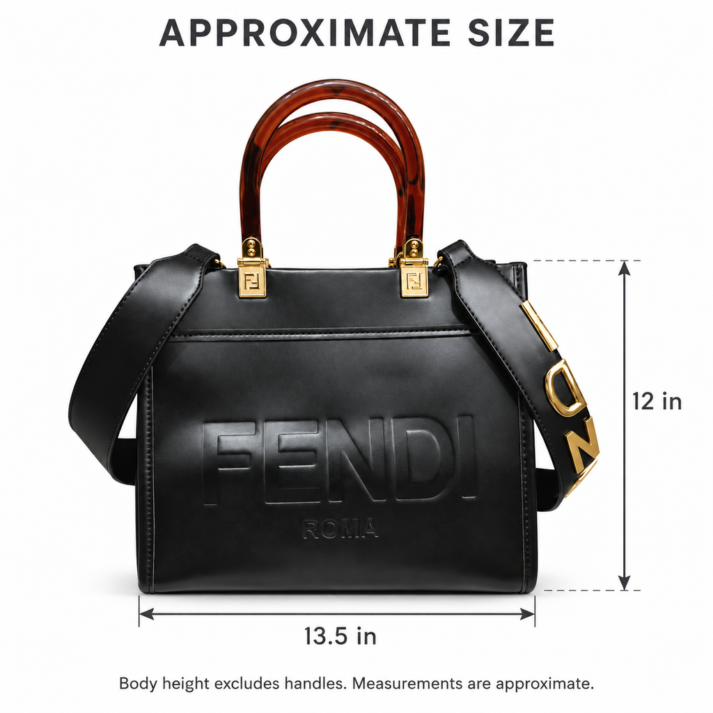 Approximate tote dimensions: width 13.5 inches and body height 12 inches, excluding handles