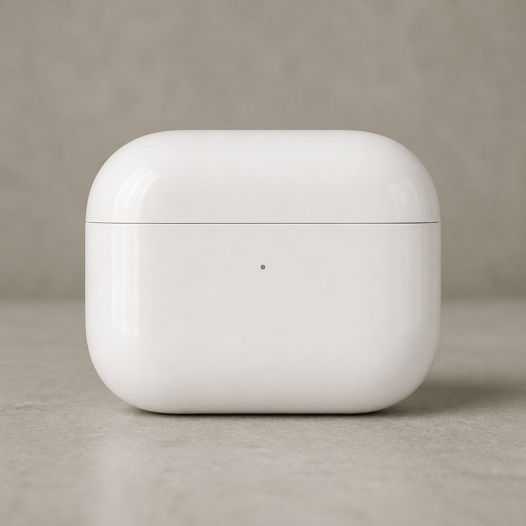 PrimePicks replica-style glossy white Lightning charging case front view
