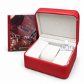 Optional Omega OG Box packaging with red presentation box and instruction booklet; watch not included