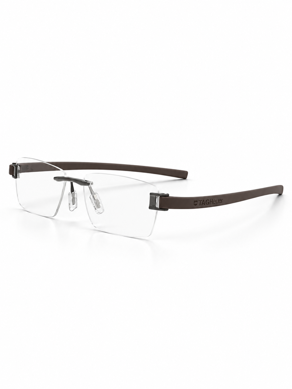 TAG Heuer Rimless Rectangular Optical Frame – Brown Temples - hero view