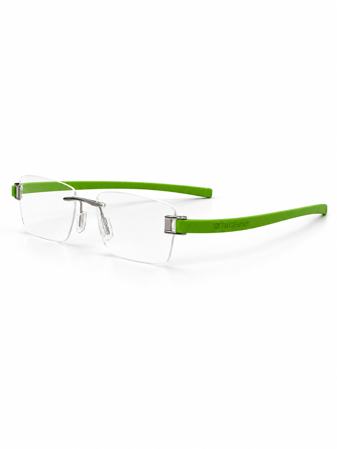 TAG Heuer Rimless Rectangular Optical Frame – Green Temples - hero view