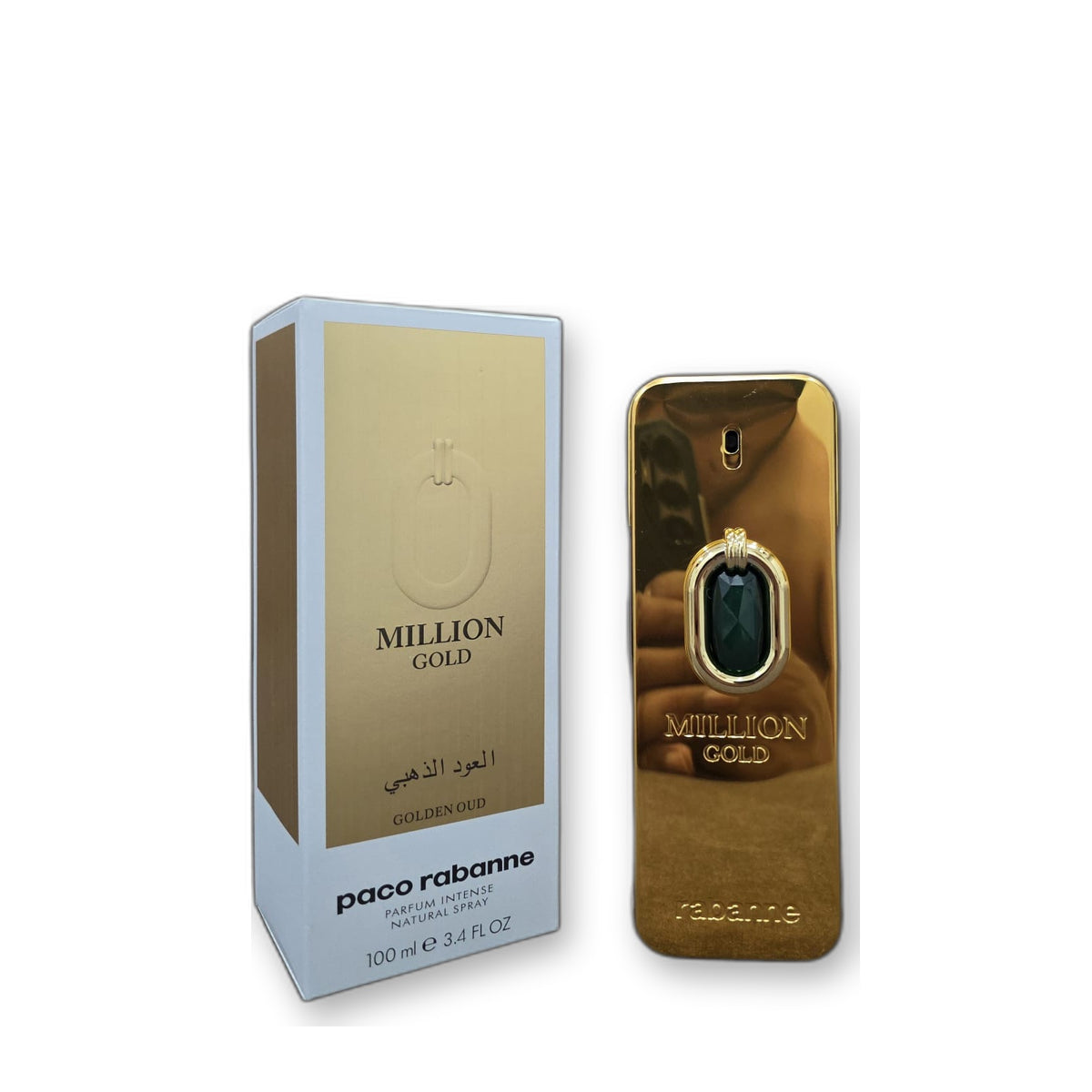 Rabanne 1 Million Golden Oud Parfum white background product view
