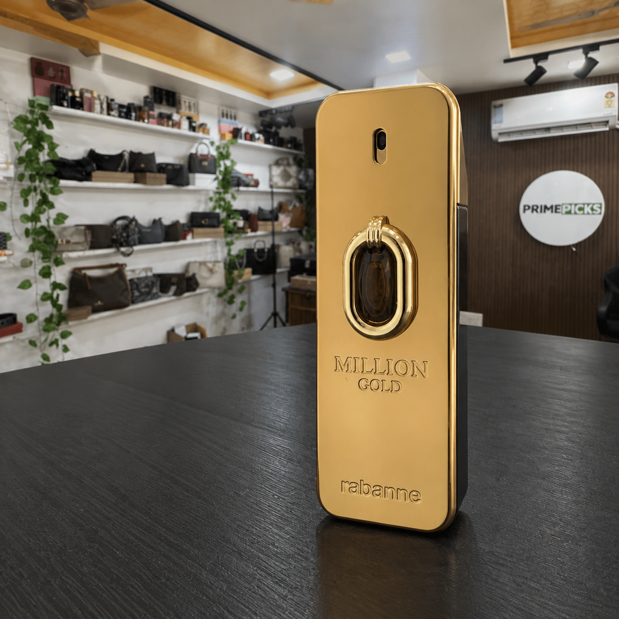Rabanne Million Gold Elixir Parfum Intense bottle inside the PrimePicks store