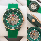 Rado Captain Cook watch front, caseback and crown detail collage