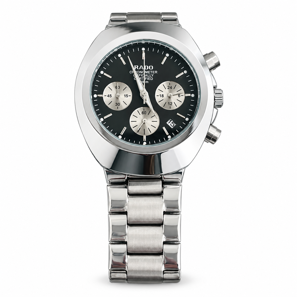 Rado Diastar Chronograph Men’s 44 mm Silver-Tone Watch