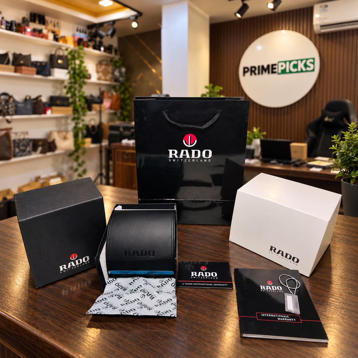 Rado OG box reference in the PrimePicks office
