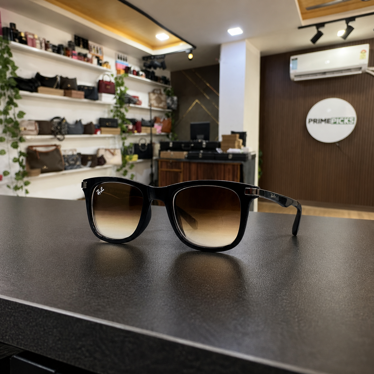 Ray-Ban Model 4287 Brown colour sunglasses in the PrimePicks office