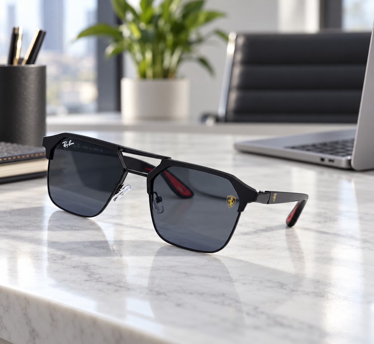 Ray-Ban - Shield Detail Angular - Sunglasses office-front view