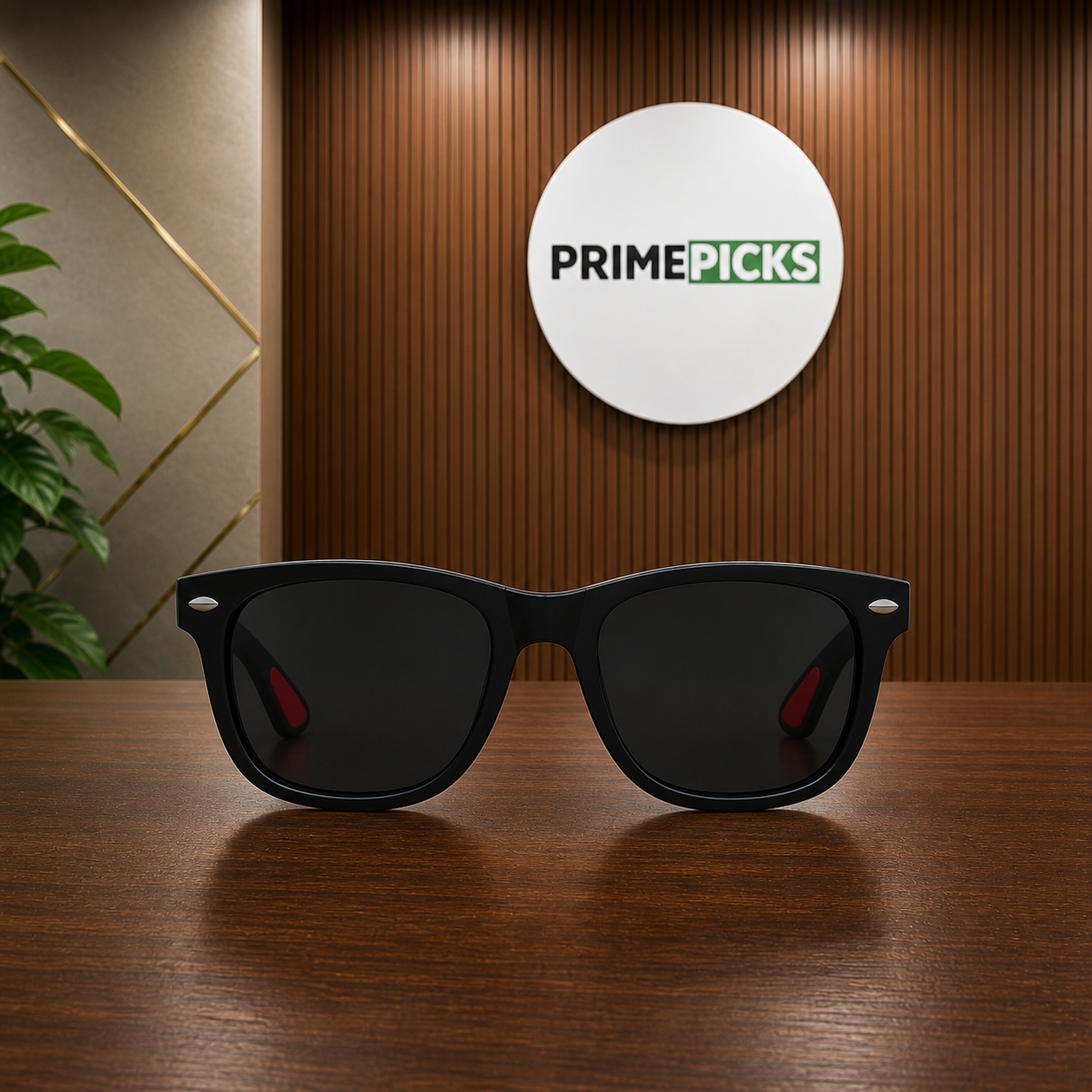 Ray-Ban black square UV sunglasses straight-on front view