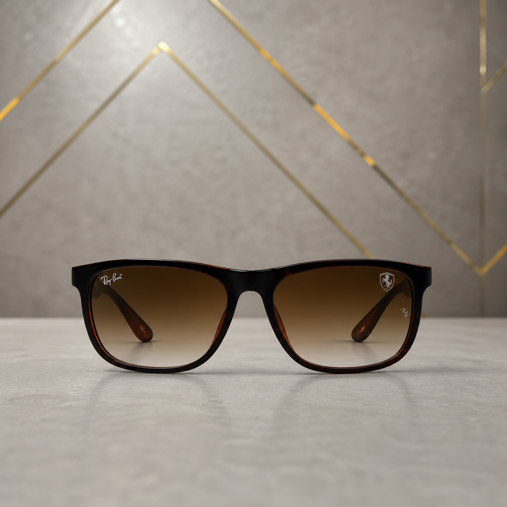Ray-Ban polarized rectangular sunglasses in dark tortoiseshell frame with brown gradient lenses, front view