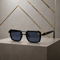 Ray-Ban unisex square clip-on sunglasses in Glossy Black Blue-Grey, hero three-quarter view