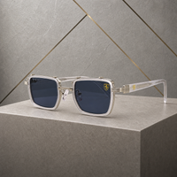 Ray-Ban unisex square clip-on sunglasses in Clear White Blue-Grey, hero three-quarter view