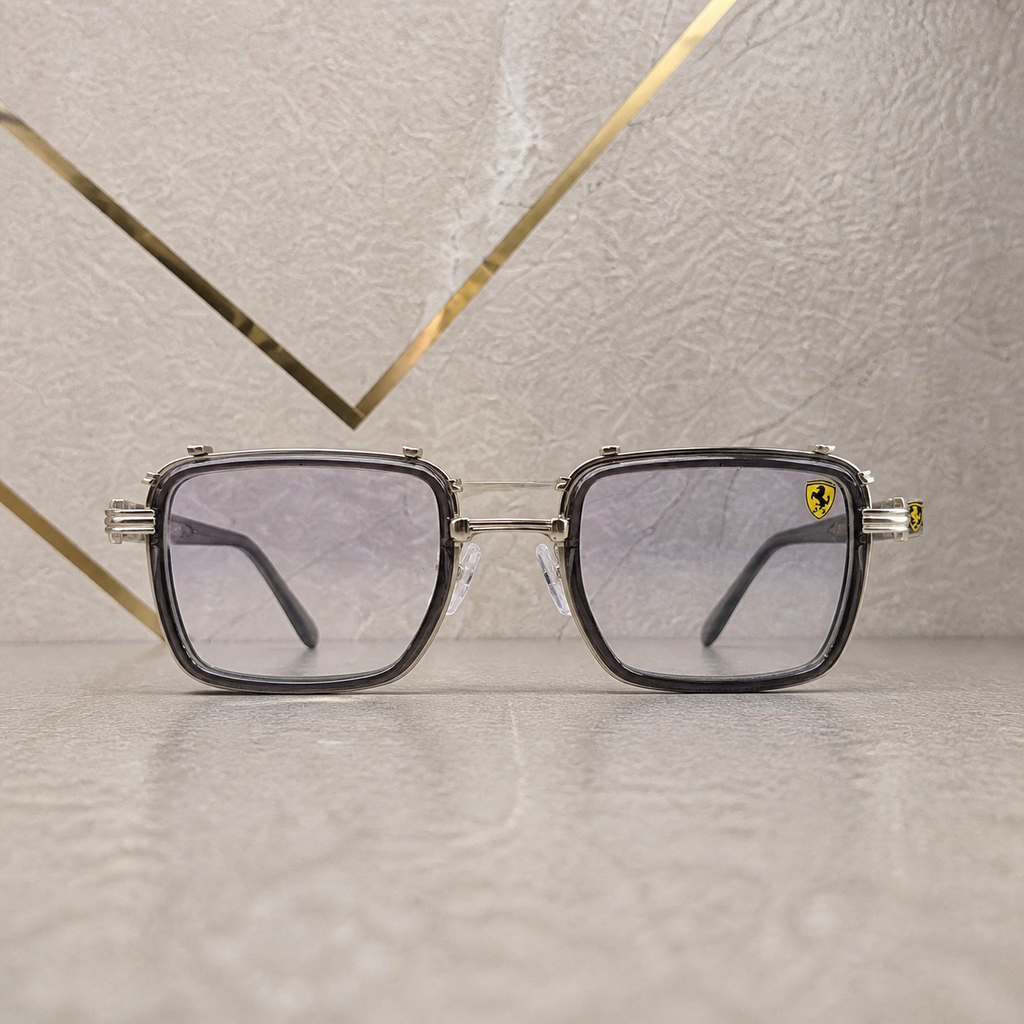 Ray-Ban unisex square clip-on sunglasses in Smoke Grey Pale Grey, front view