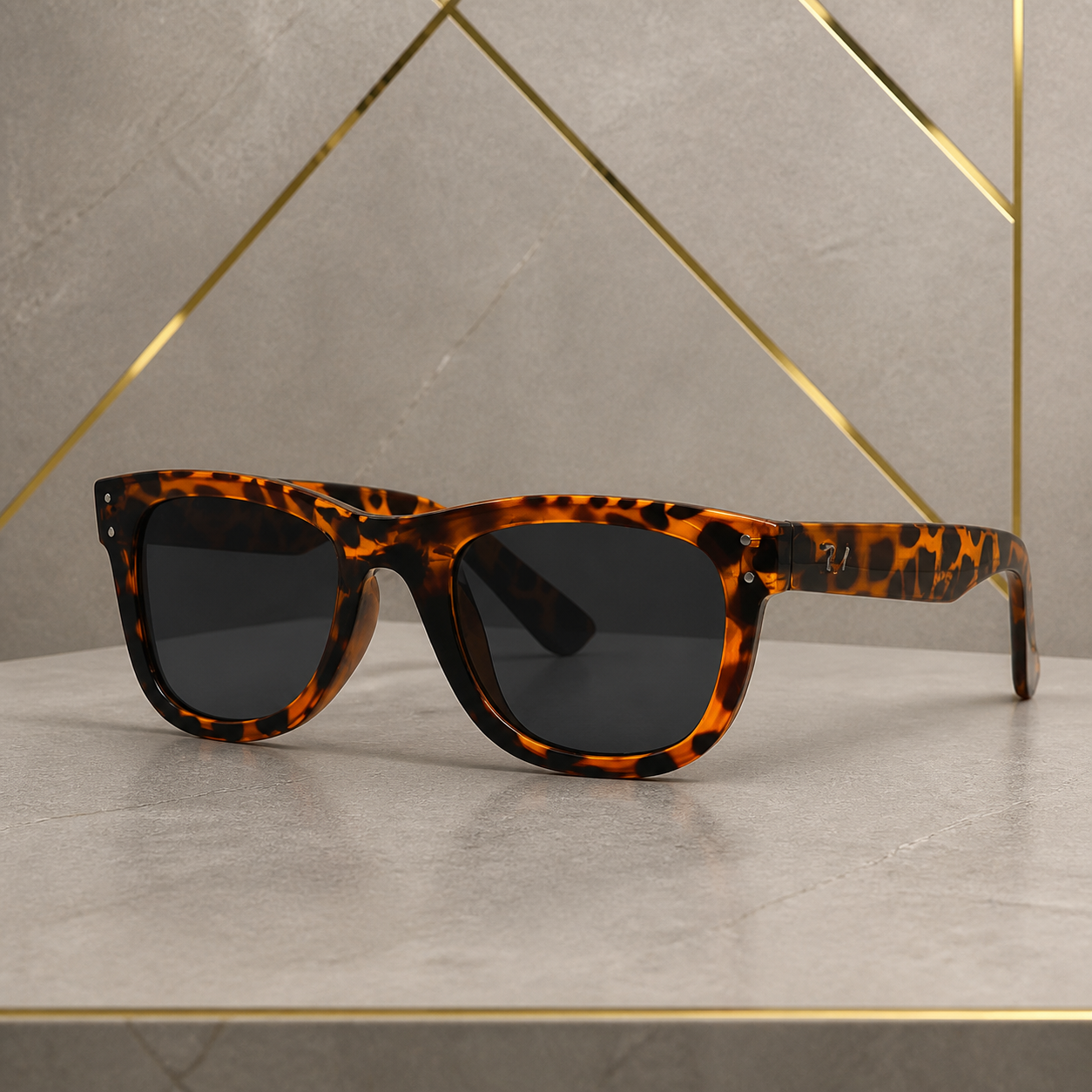 Ray-Ban unisex square sunglasses in Dark Tortoiseshell / Smoke Lens, hero three-quarter view