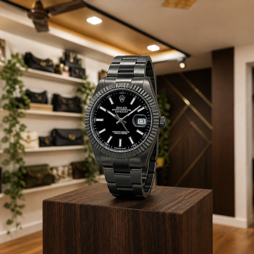 Rolex Datejust full-black watch in Primepicks showroom
