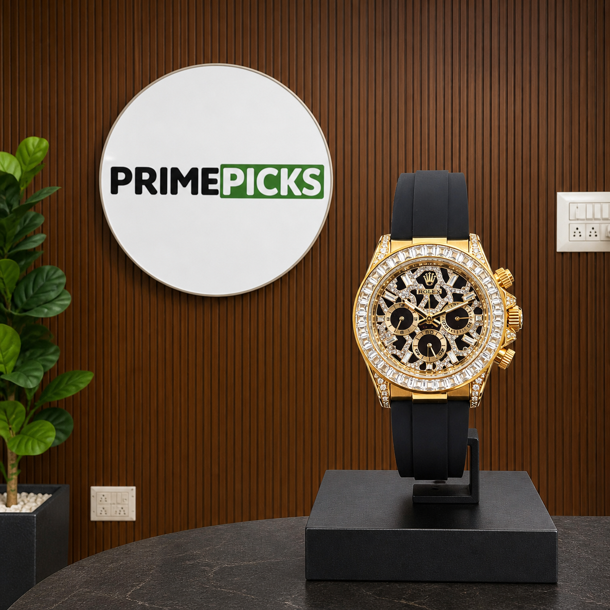 Rolex Cosmograph Daytona crystal-set watch hero in Primepicks office