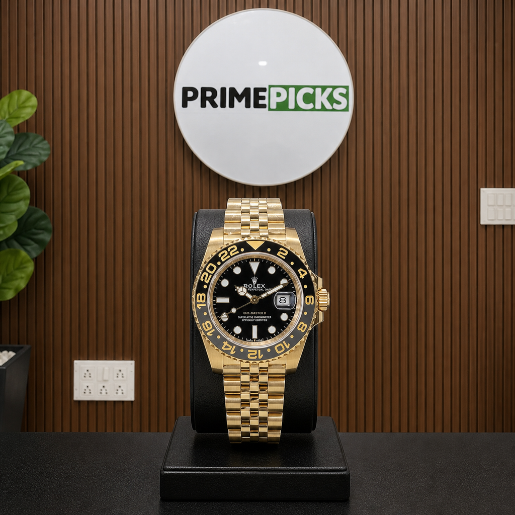 Rolex GMT-Master II gold-tone watch with PRIMEPICKS logo